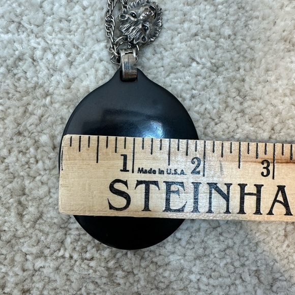 Art Nouveau Pendant Necklace Woman Hair Vintage Silver Tone Black Unbrand Silver - Picture 6 of 8